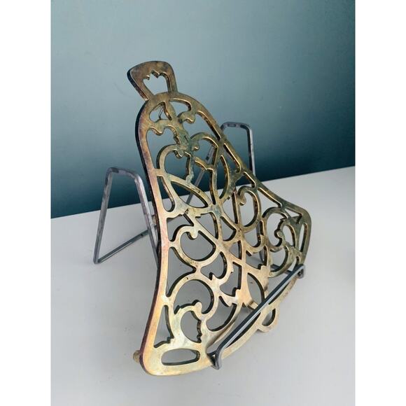 Vintage William A. Rogers Gold Plated Patina Christmas Bell Trivet Holiday Decor - Picture 8 of 10